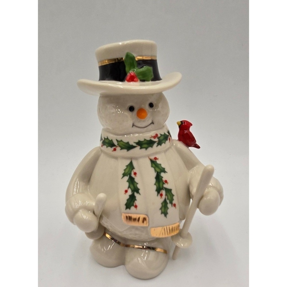 Lenox Holiday Winter Friends Snowman Figurine Ivory China Cardinal